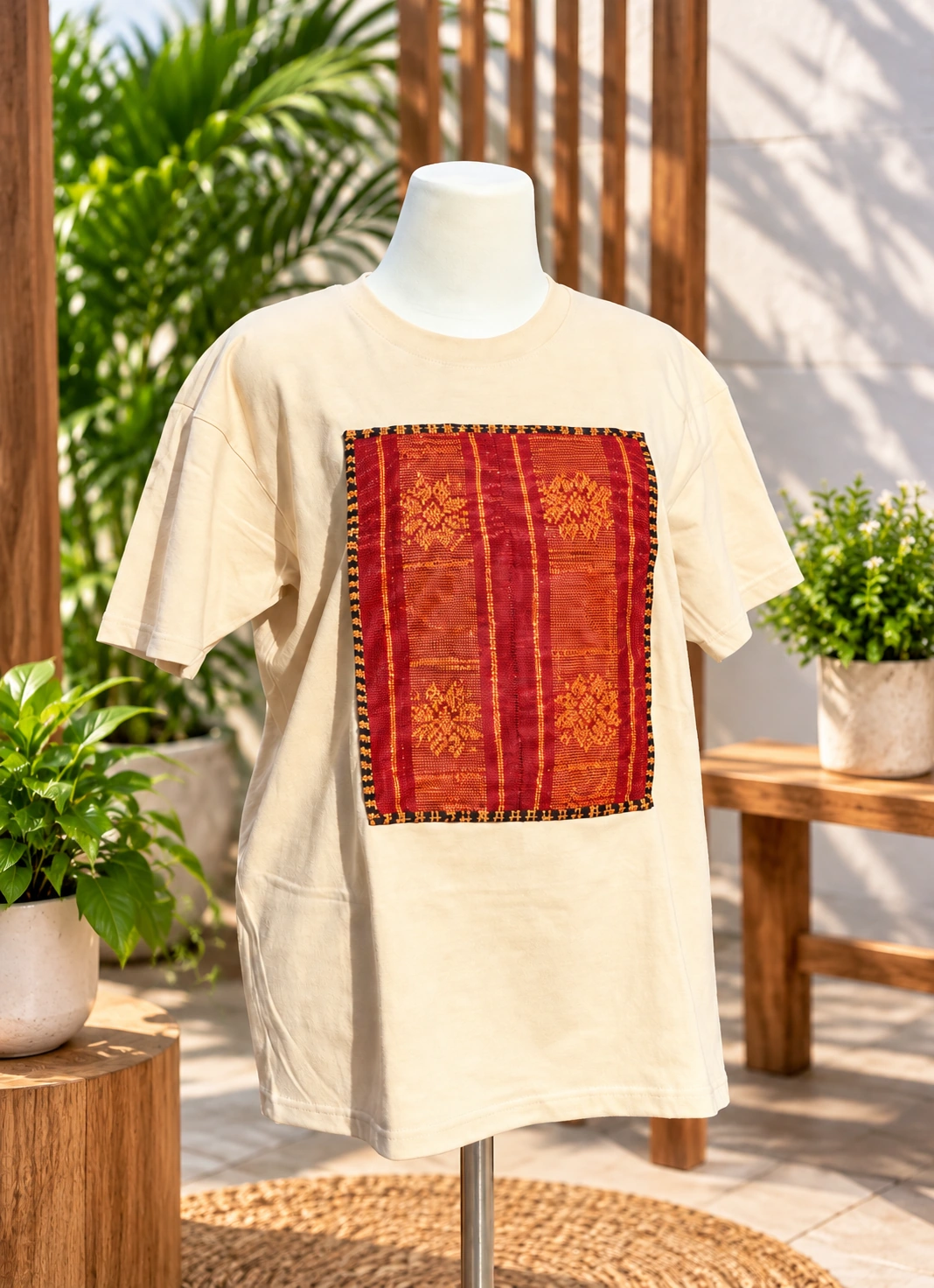 Kaos Motif Tenun Tengah Vertikal
