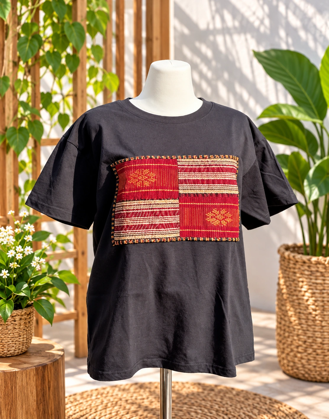Kaos Motif Tenun Tengah Horizontal