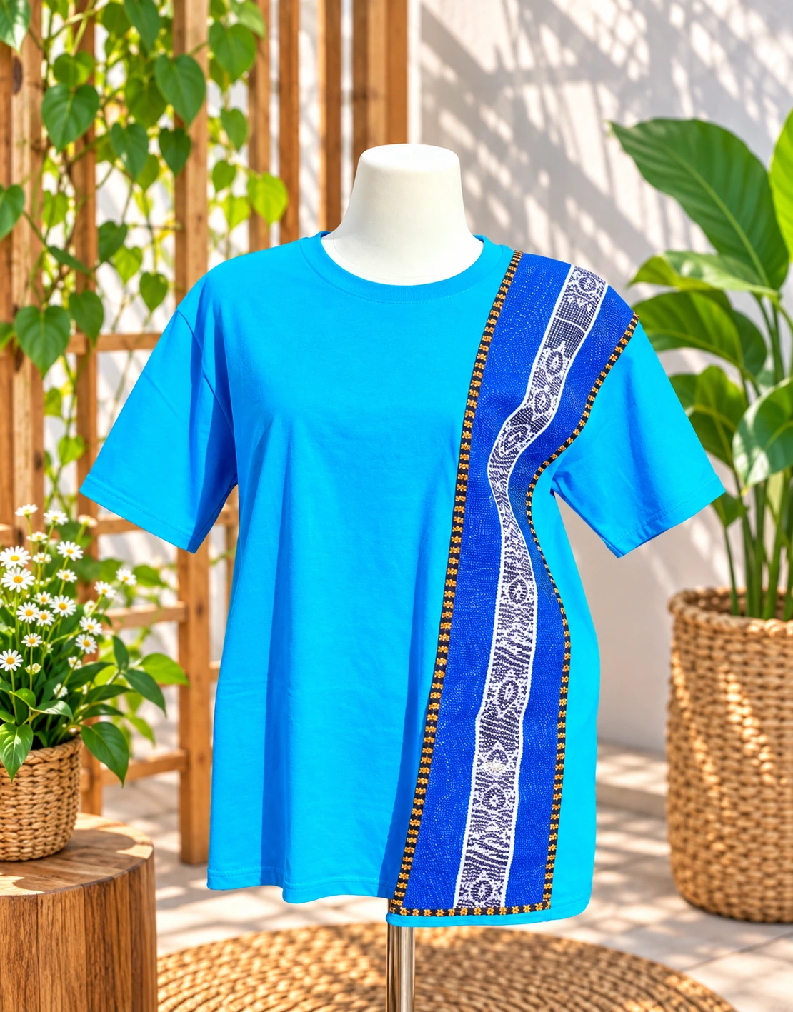 Kaos Motif Tenun Satu Sisi